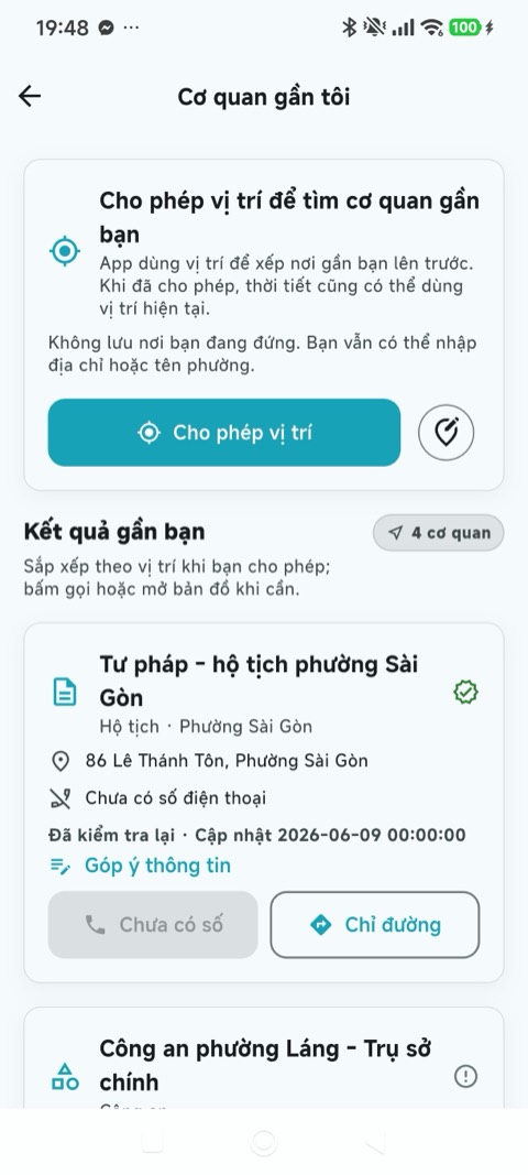 Ảnh màn hình Sổ Tay Công Dân Số - Cơ quan gần tôi